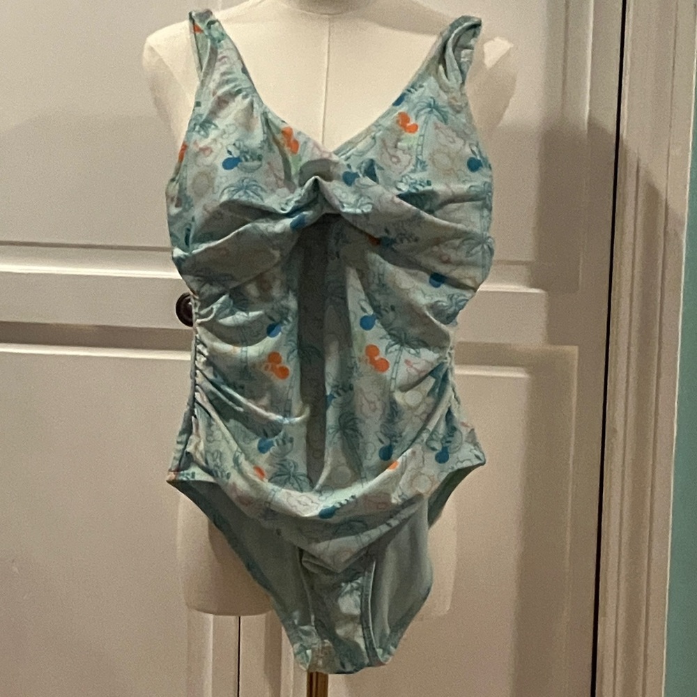 Stylish Blue Floral Women Swim One Piece